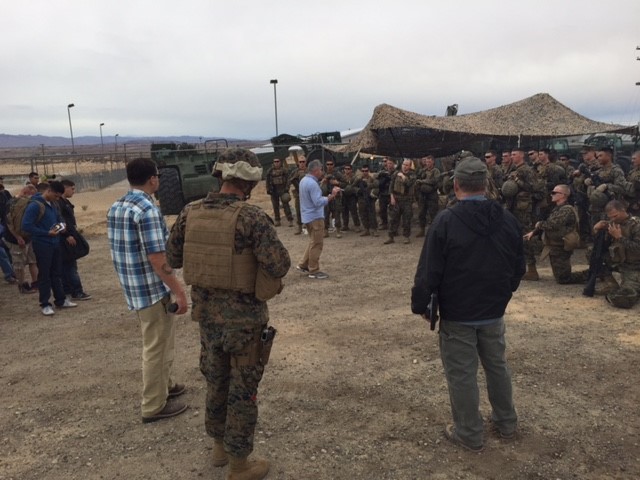 Erik Doman walks through Crisis Response Operations with members of the US Marine Corps’ Special Purpose Marine Air Ground Task Force assigned to CENTCOM, at the Marine Corps Air Ground Combat Center, Twentynine Palms.